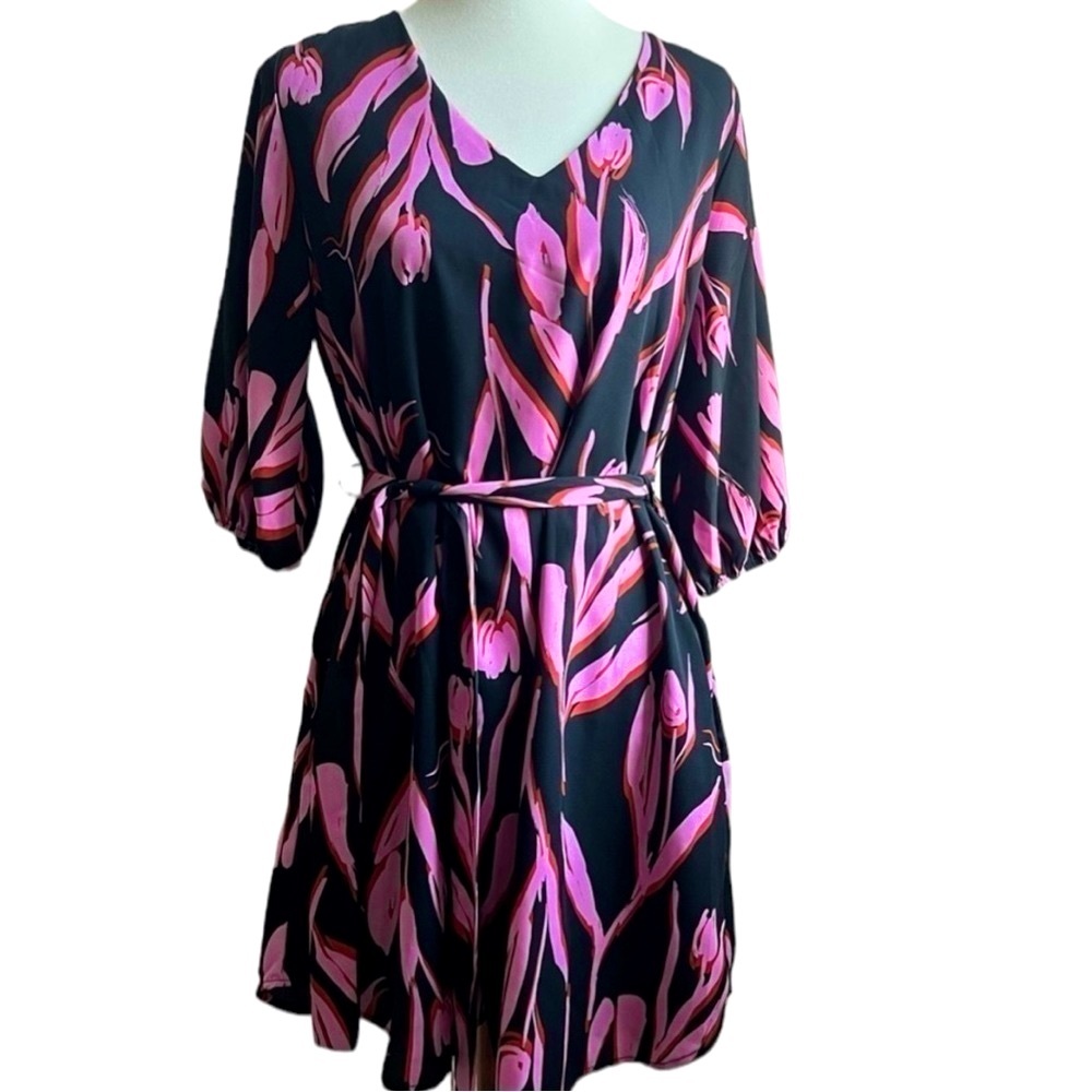 💟 2/$20 Vici Pink & Black Tulip Petal Shift Mini Dress Large